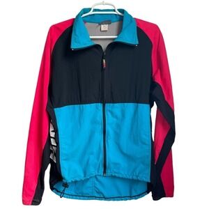 HIND Men's Vintage Colorblock Windbreaker Jacket Black Blue Pink Mesh Panels L